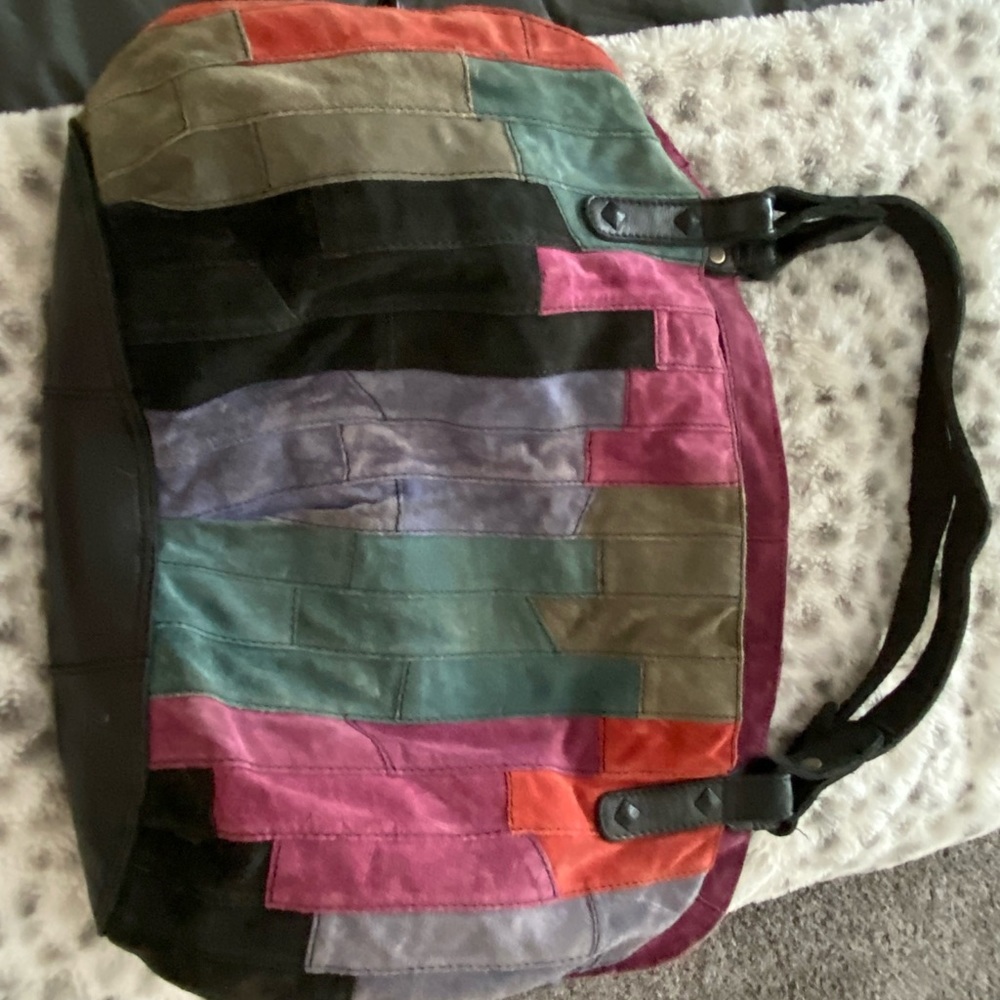 Lucky Brand suede patchwork handbag